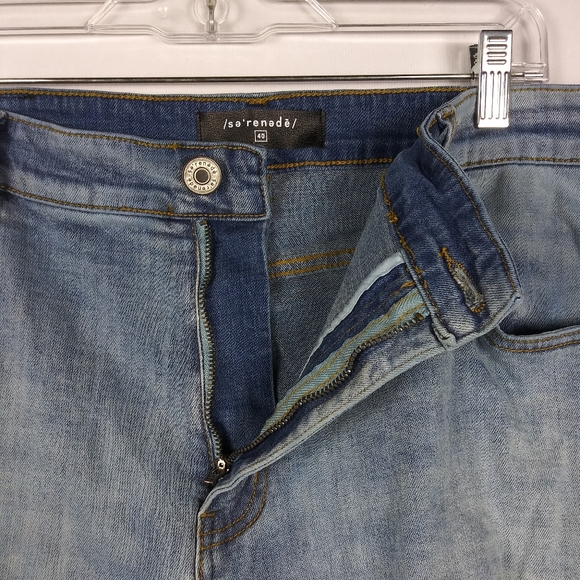 Serenede Jeans Men's Size 40 x 32 Distressed Stretch Blue Denim Tapered - Picture 4 of 10